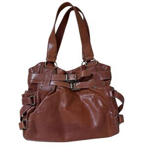 KOOBA LENA Large Leather Buckle Bag in Honey Tan